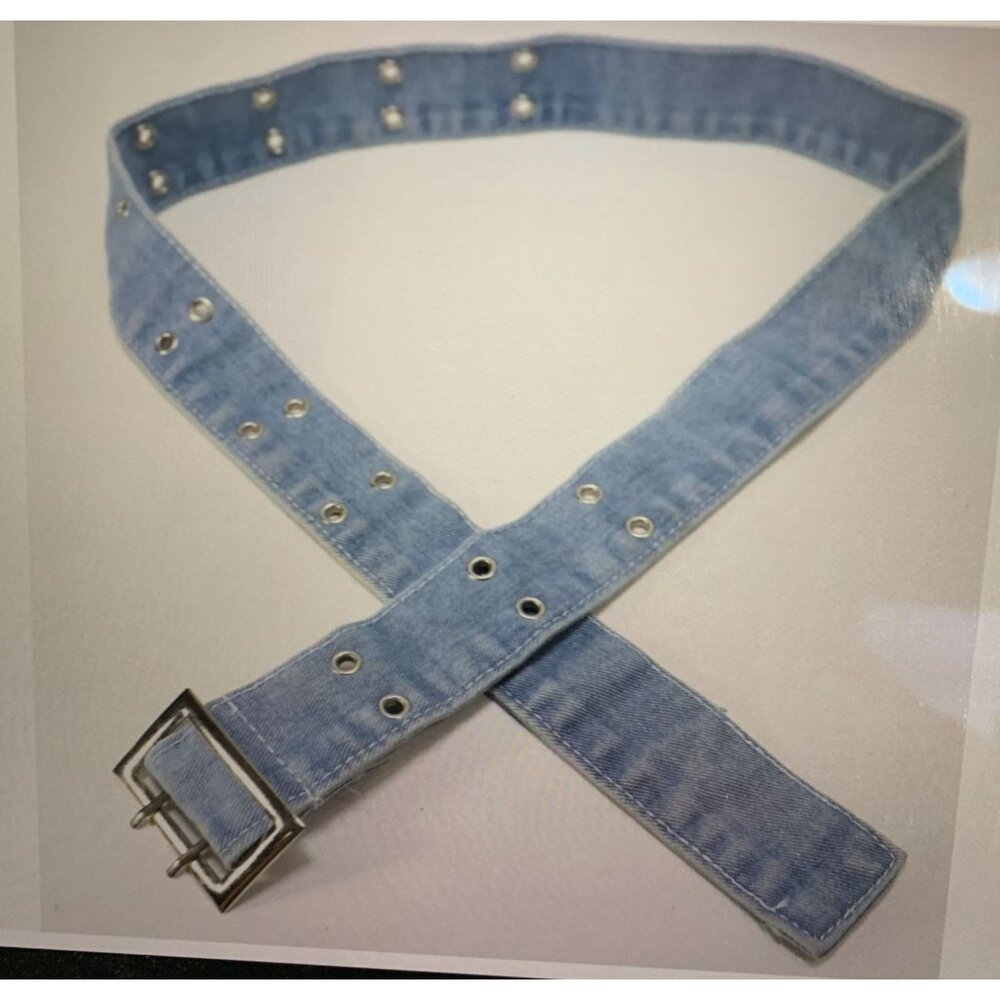 Light Wash Denim Double Prong Belt Jean Grommet